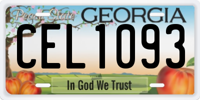 GA license plate CEL1093