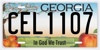 GA license plate CEL1107