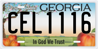 GA license plate CEL1116