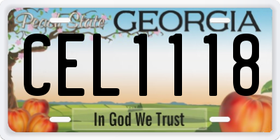 GA license plate CEL1118