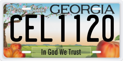 GA license plate CEL1120