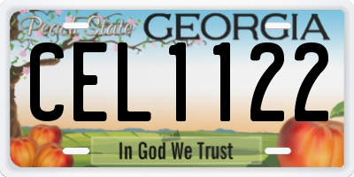 GA license plate CEL1122