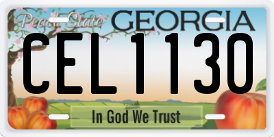 GA license plate CEL1130