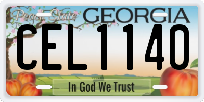 GA license plate CEL1140