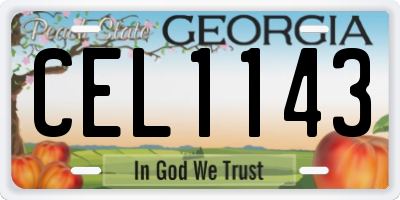 GA license plate CEL1143