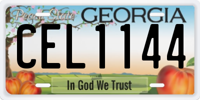 GA license plate CEL1144