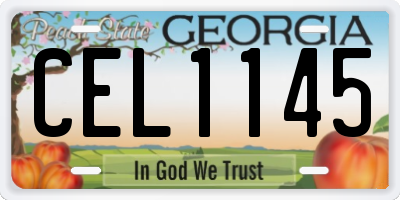 GA license plate CEL1145