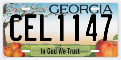 GA license plate CEL1147
