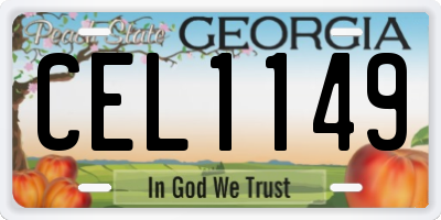 GA license plate CEL1149