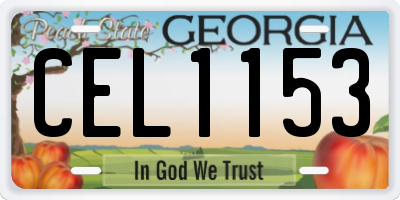 GA license plate CEL1153