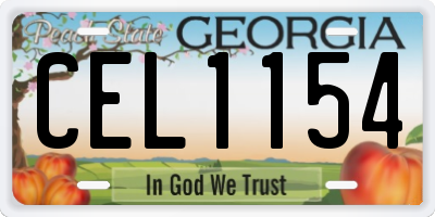 GA license plate CEL1154