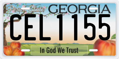 GA license plate CEL1155