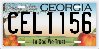 GA license plate CEL1156