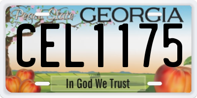 GA license plate CEL1175