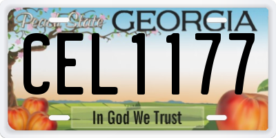 GA license plate CEL1177