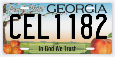 GA license plate CEL1182