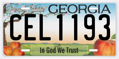 GA license plate CEL1193