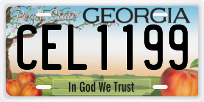 GA license plate CEL1199