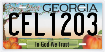 GA license plate CEL1203
