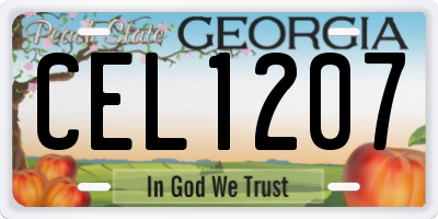 GA license plate CEL1207