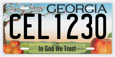 GA license plate CEL1230