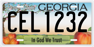 GA license plate CEL1232