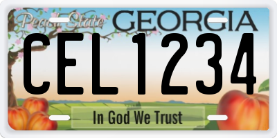 GA license plate CEL1234