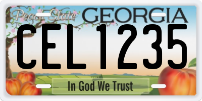 GA license plate CEL1235