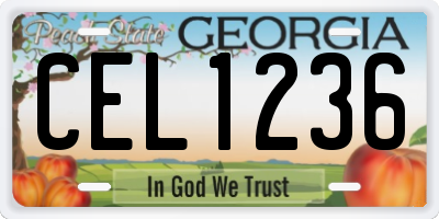GA license plate CEL1236