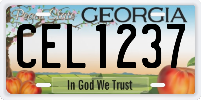GA license plate CEL1237