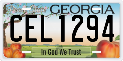 GA license plate CEL1294