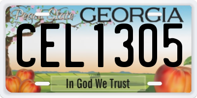 GA license plate CEL1305