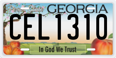 GA license plate CEL1310