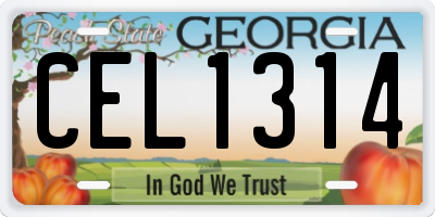 GA license plate CEL1314
