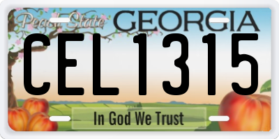 GA license plate CEL1315