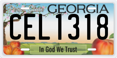 GA license plate CEL1318