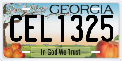 GA license plate CEL1325