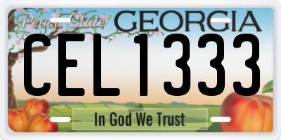 GA license plate CEL1333