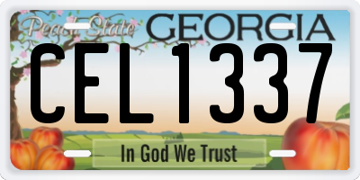 GA license plate CEL1337