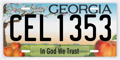 GA license plate CEL1353