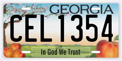 GA license plate CEL1354