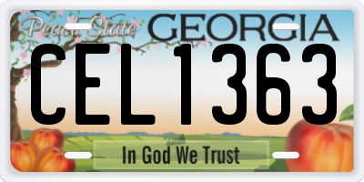 GA license plate CEL1363