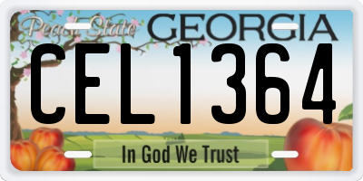 GA license plate CEL1364