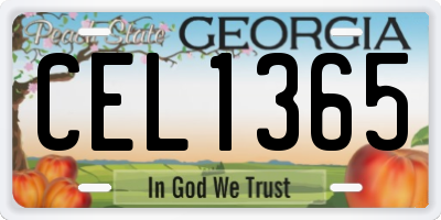 GA license plate CEL1365