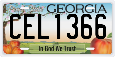GA license plate CEL1366