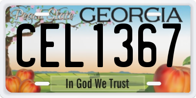 GA license plate CEL1367
