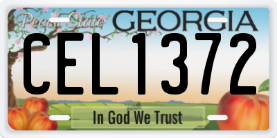 GA license plate CEL1372