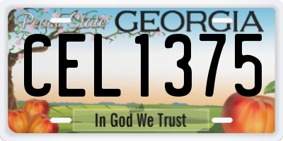 GA license plate CEL1375