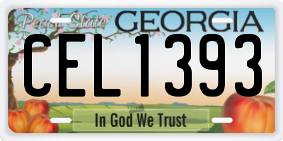 GA license plate CEL1393
