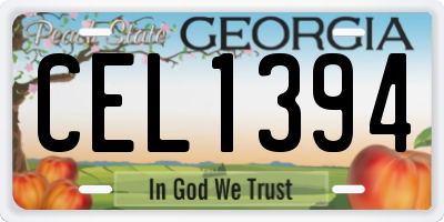 GA license plate CEL1394